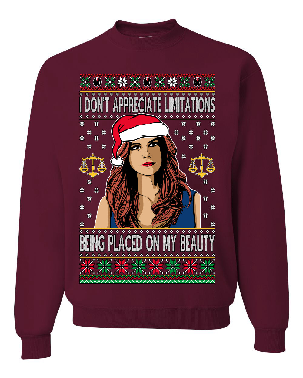 Don't Appreciate Limitations Being Placed Donna TV Show Parody Ugly Christmas Sweater Unisex Crewneck Sweatshirt