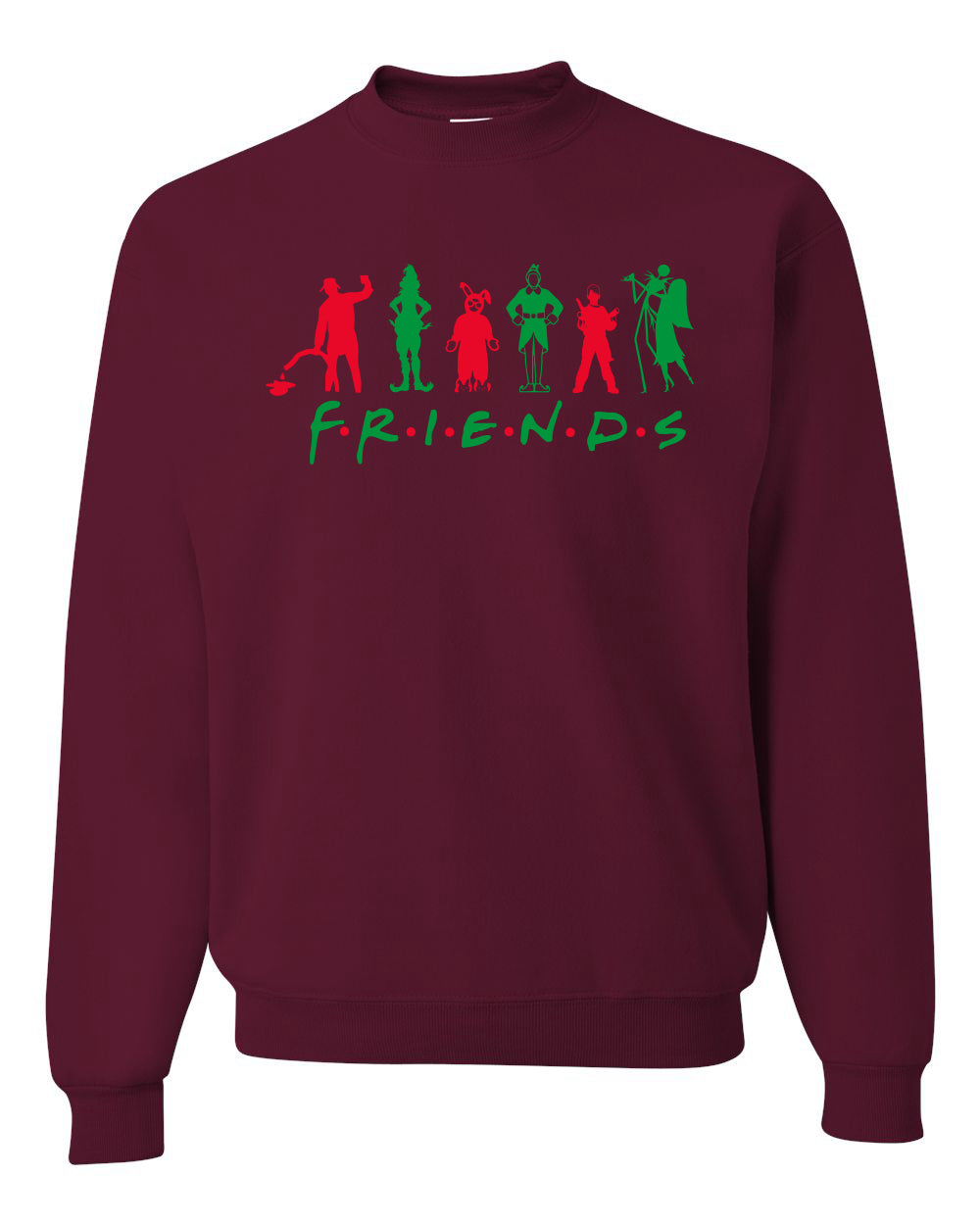 Iconic Holiday Movie Characters Friends Parody Red Green Ugly Christmas Sweater Unisex Crewneck Sweatshirt