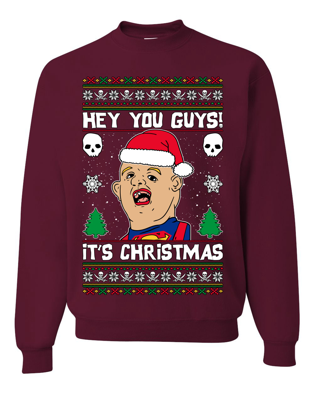 Hey You Guys! It's Sloth Never Say Die Ugly Christmas Sweater Unisex Crewneck Sweatshirt