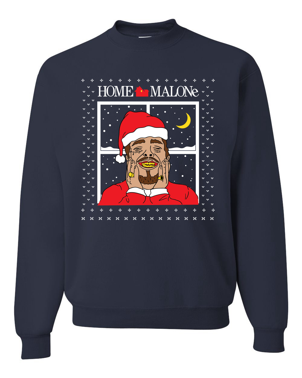Home Malone White Ugly Christmas Sweater Unisex Crewneck Sweatshirt
