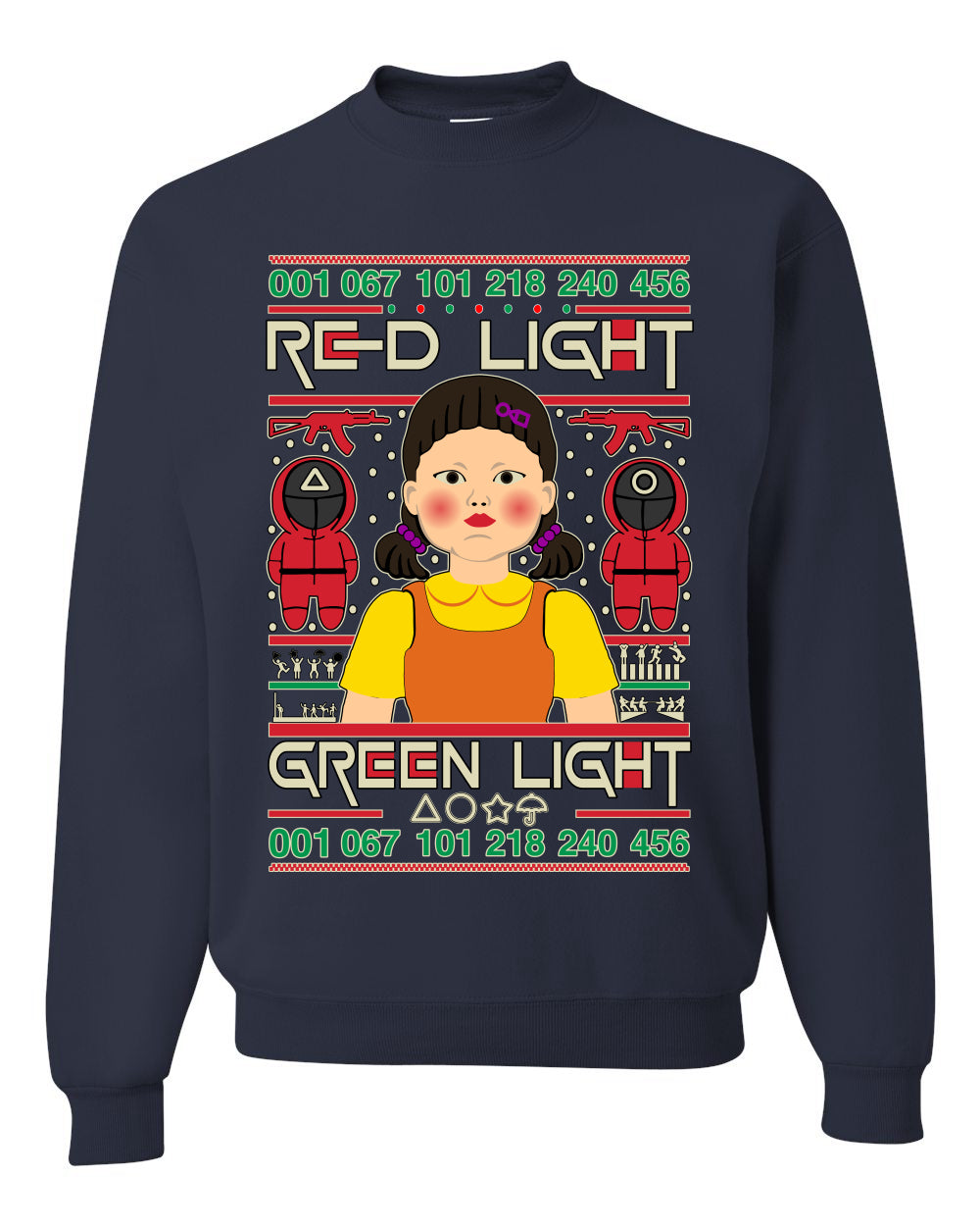 Red Light Squid Game Xmas Ugly Christmas Sweater Unisex Crewneck Sweatshirt