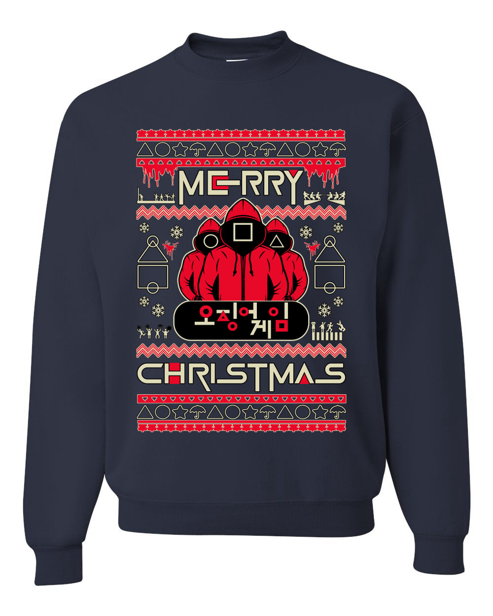Merry Christmas Squid Games Ugly Christmas Sweater Unisex Crewneck Sweatshirt