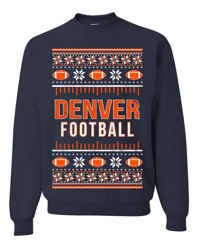 City of Denver DEN American Football Fantasy Fan Ugly Christmas Sweater Unisex Crewneck Sweatshirt