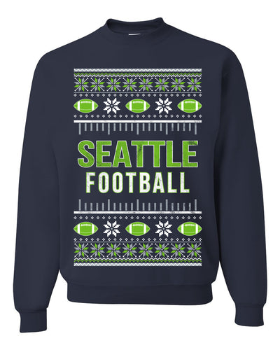 City of Seattle SEA American Football Fantasy Fan Ugly Christmas Sweater Unisex Crewneck Sweatshirt