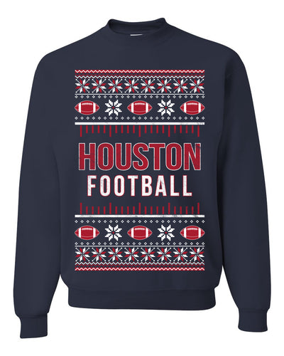 City of Houston HOU American Football Fantasy Fan Ugly Christmas Sweater Unisex Crewneck Sweatshirt