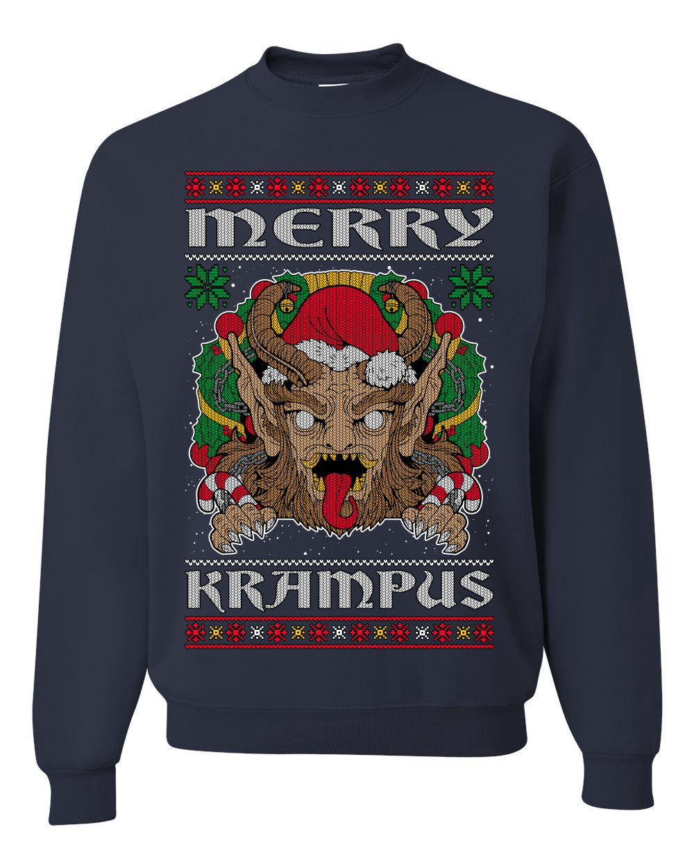 Merry Krampus Santa Folklore Figure Horror Ugly Christmas Sweater Unisex Crewneck Sweatshirt