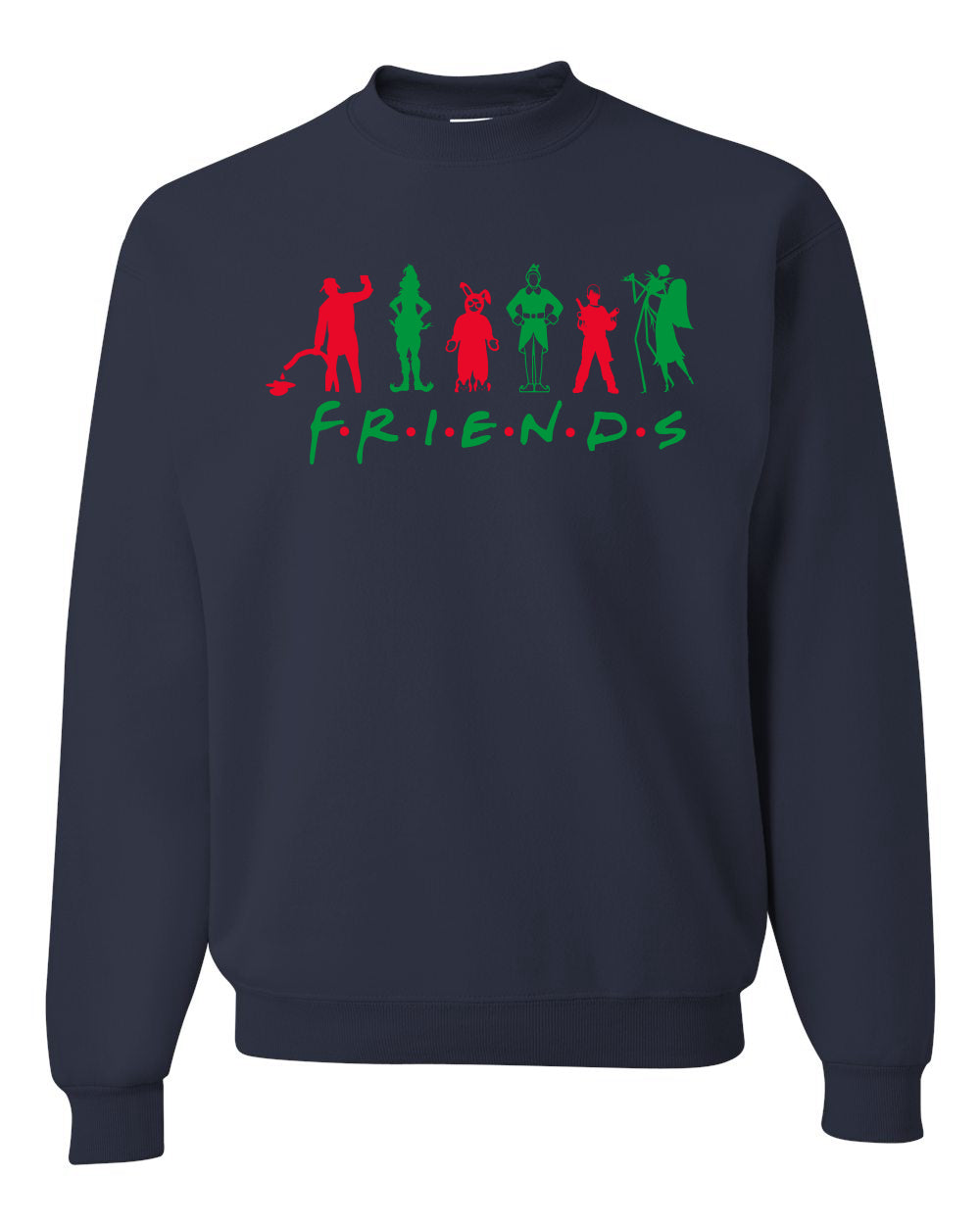 Iconic Holiday Movie Characters Friends Parody Red Green Ugly Christmas Sweater Unisex Crewneck Sweatshirt