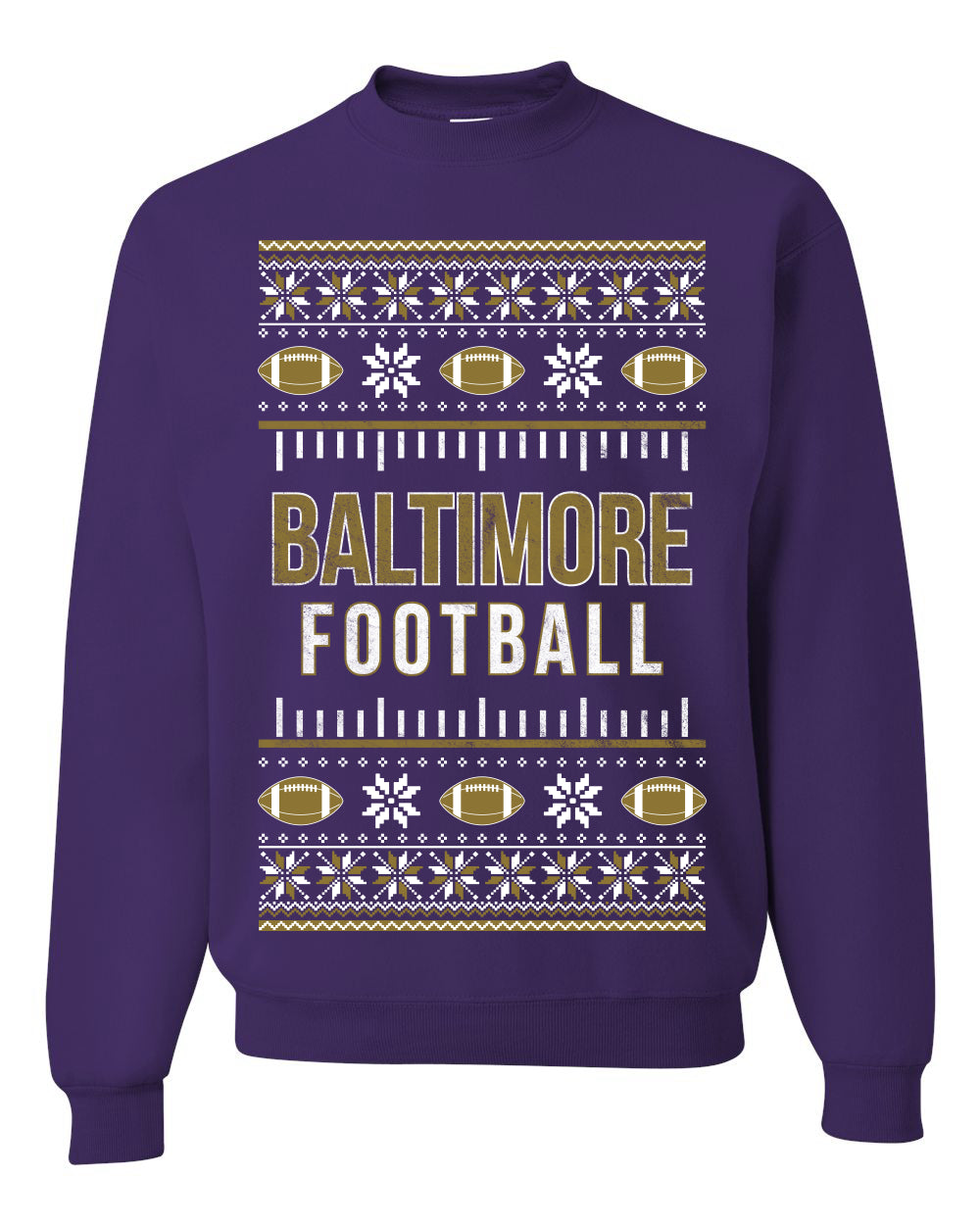 City of Baltimore BAL American Football Fantasy Fan Ugly Christmas Sweater Unisex Crewneck Sweatshirt
