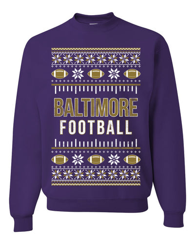 City of Baltimore BAL American Football Fantasy Fan Ugly Christmas Sweater Unisex Crewneck Sweatshirt