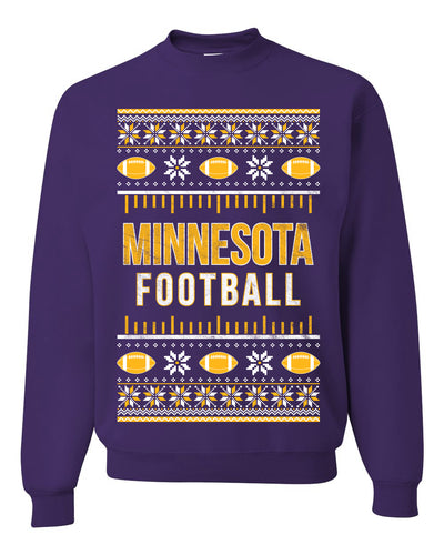 City of Minnesota MIN American Football Fantasy Fan Ugly Christmas Sweater Unisex Crewneck Sweatshirt