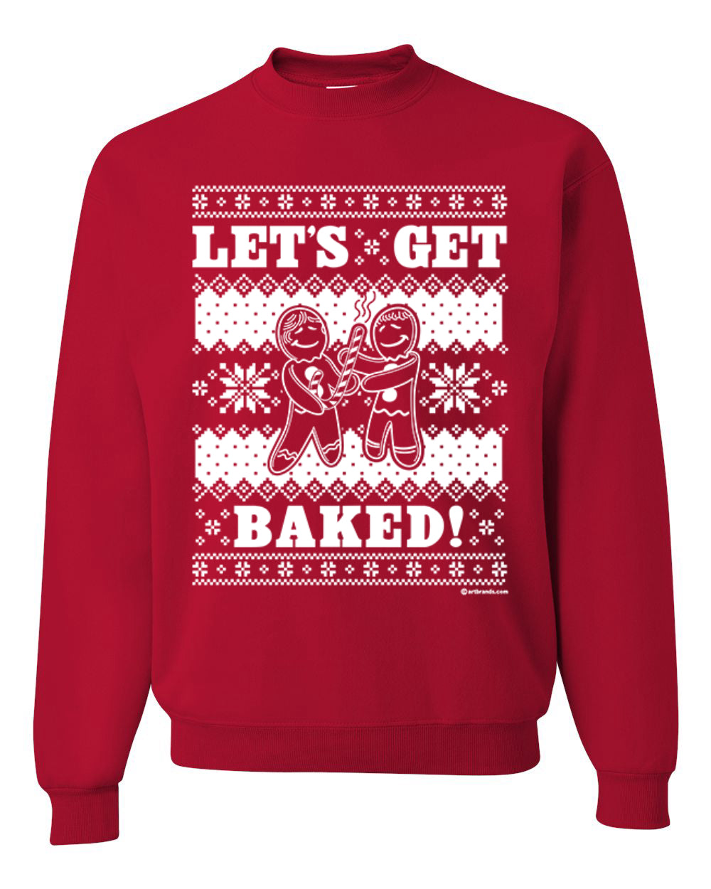 Let's Get Baked | Holiday Ginger Bread Design Merry Ugly Christmas Sweater Unisex Crewneck Graphic Sweatshirt