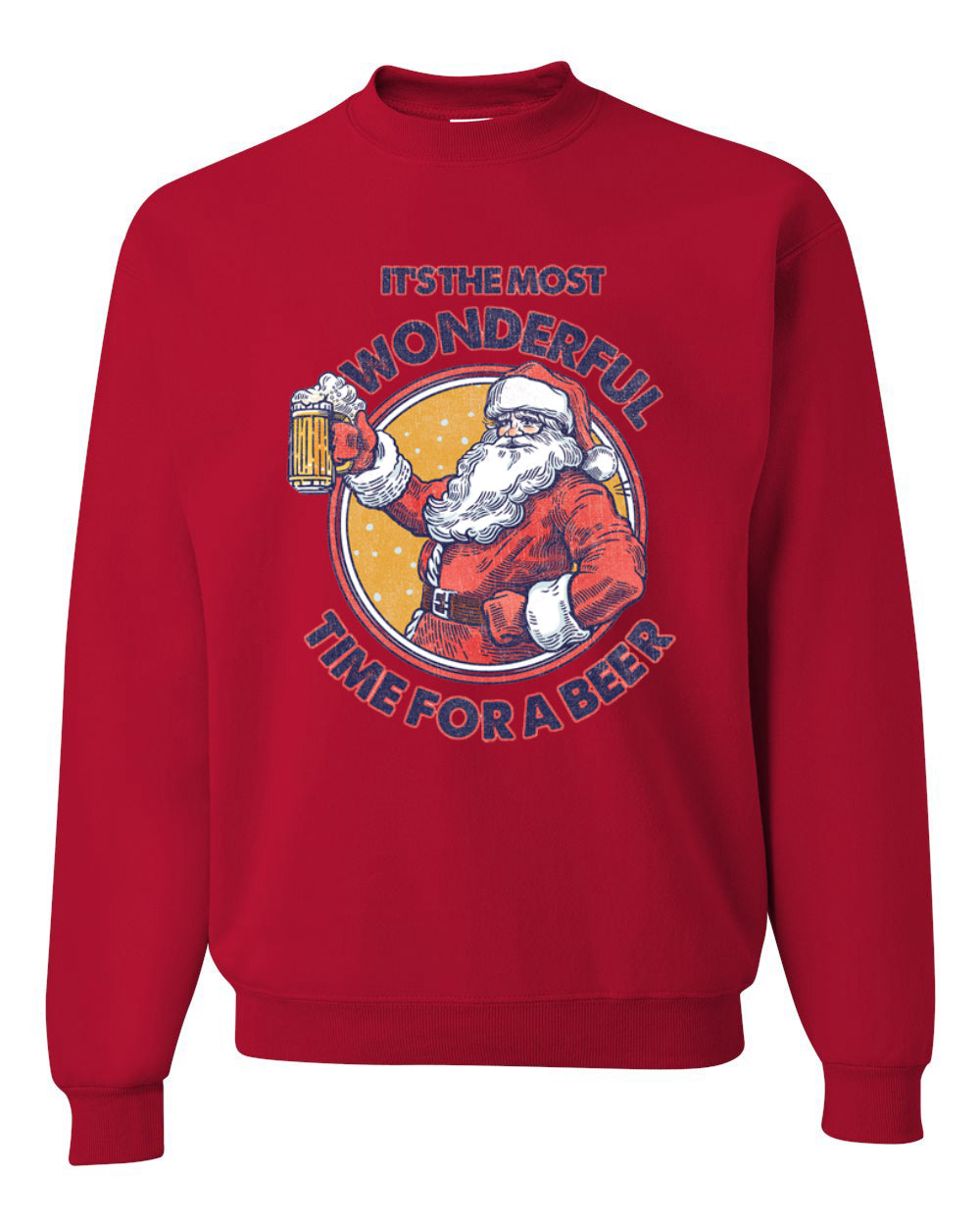 Santa Its the Most Wonderful Time for a Beer Merry Christmas Unisex Crewneck Graphic Sweatshirt
