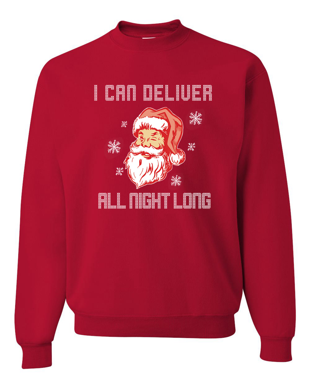 I Can Deliver All Night Long Santa Winking  Merry Christmas Unisex Crewneck Graphic Sweatshirt
