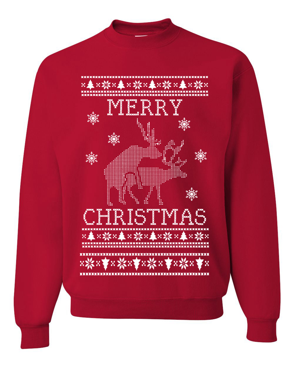 Merry Christmas Reindeer Humping Merry Ugly Christmas Sweater Unisex Crewneck Graphic Sweatshirt