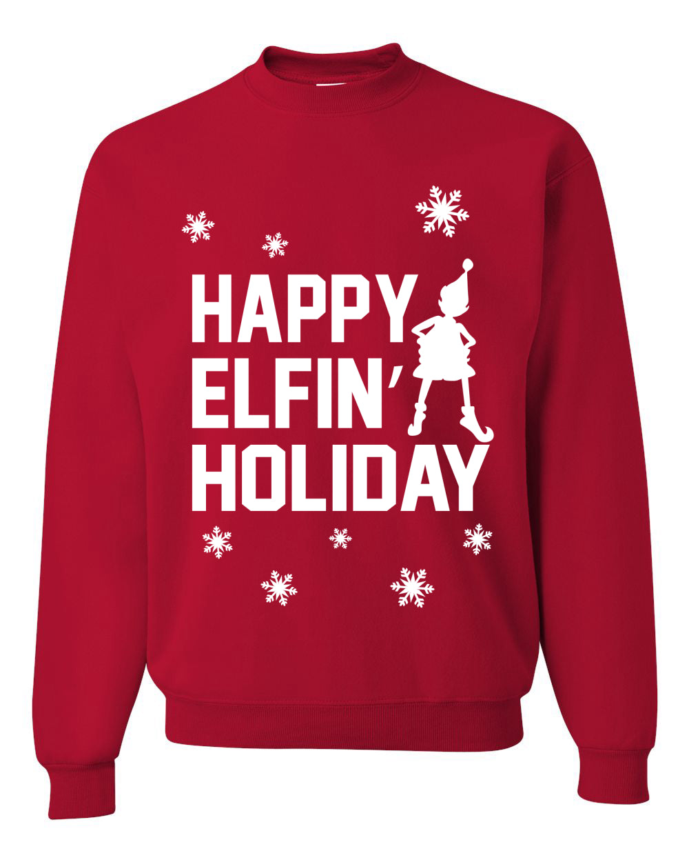 Happy Elfin Holiday Merry Ugly Christmas Sweater Unisex Crewneck Graphic Sweatshirt