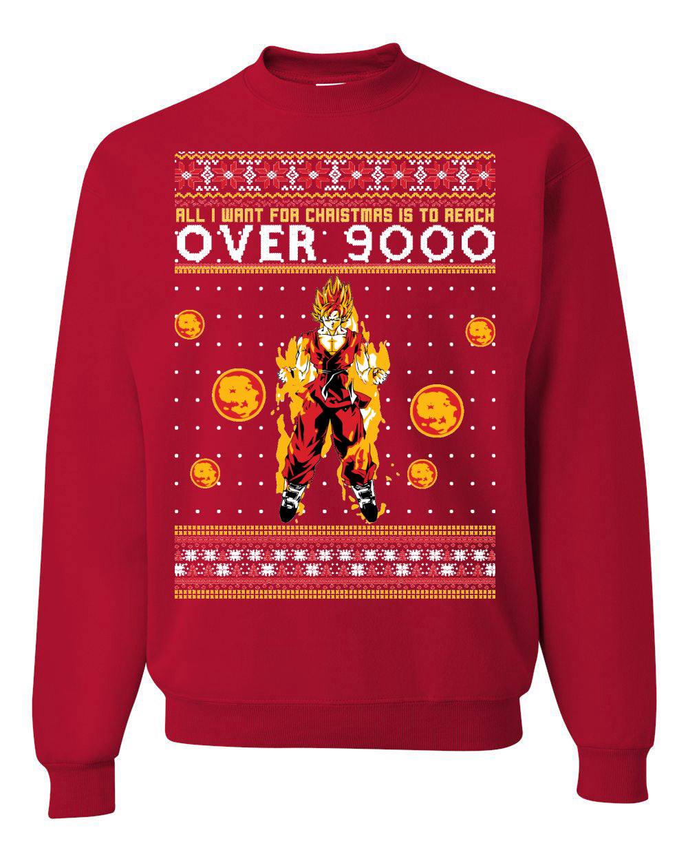 All I Want For Christmas Is To Reach Over 9000 Ugly Christmas Sweater Unisex Crewneck Graphic Sweatshirt