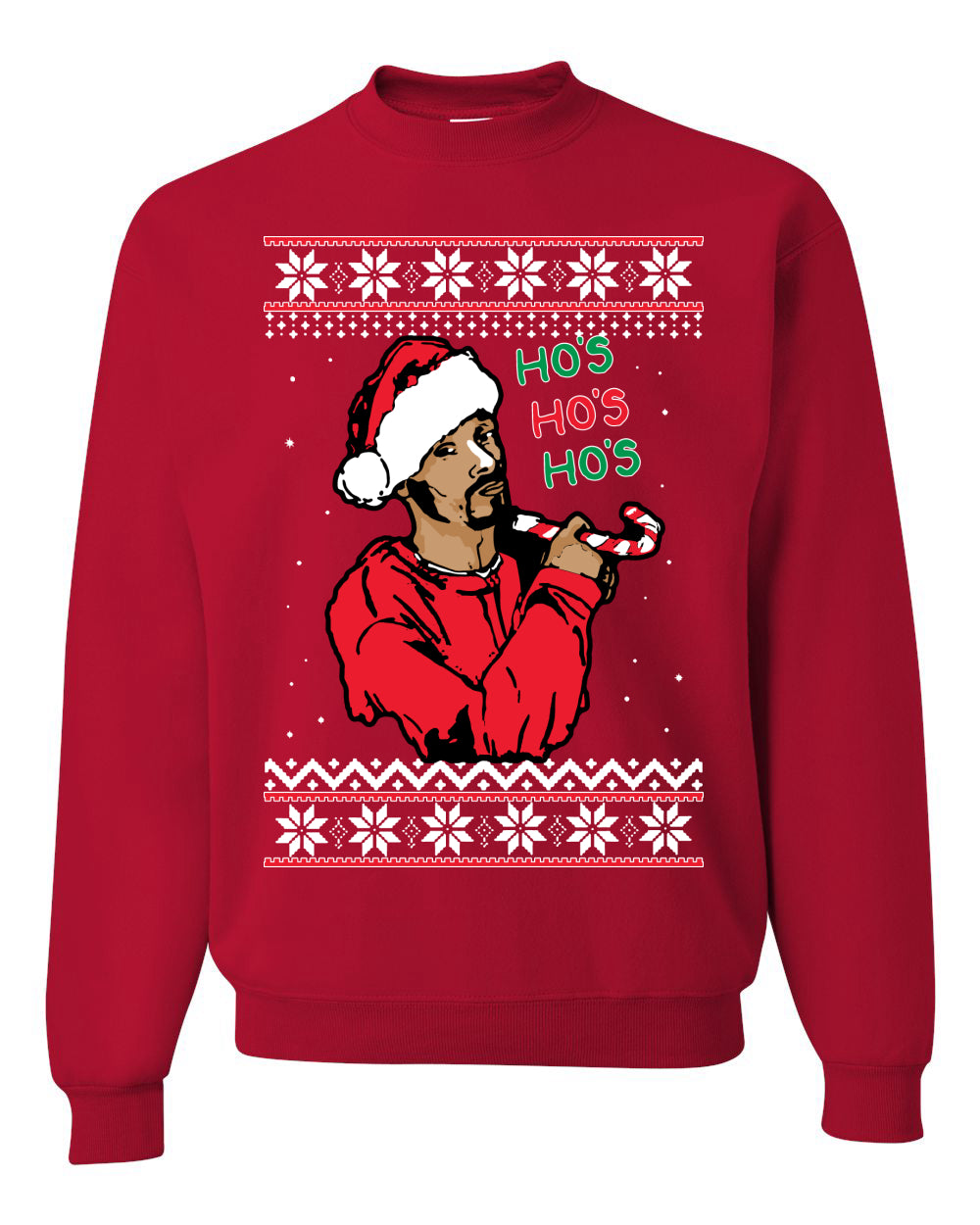Funny Snoop Hos Hos Hos Christmas  Ugly Christmas Sweater Unisex Crewneck Graphic Sweatshirt