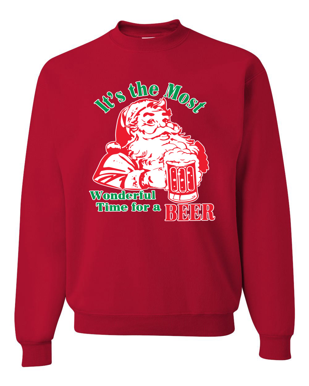 It is The Most Wonderful Time for a Beer Merry Christmas Unisex Crewneck Graphic Sweatshirt