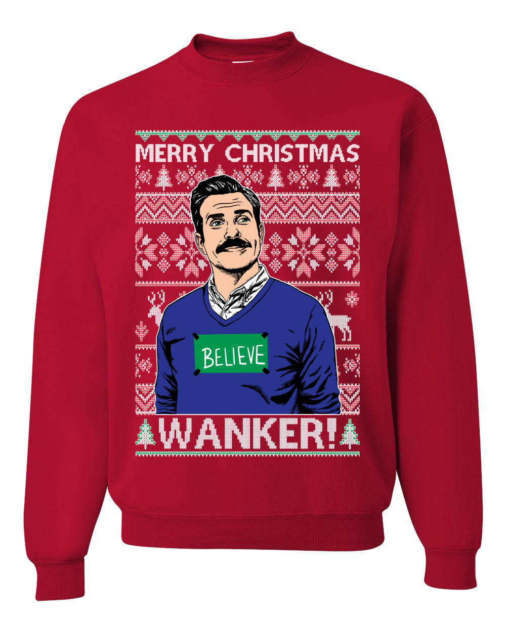 Merry Christmas Wanker  Ugly Christmas Sweater Unisex Crewneck Sweatshirt