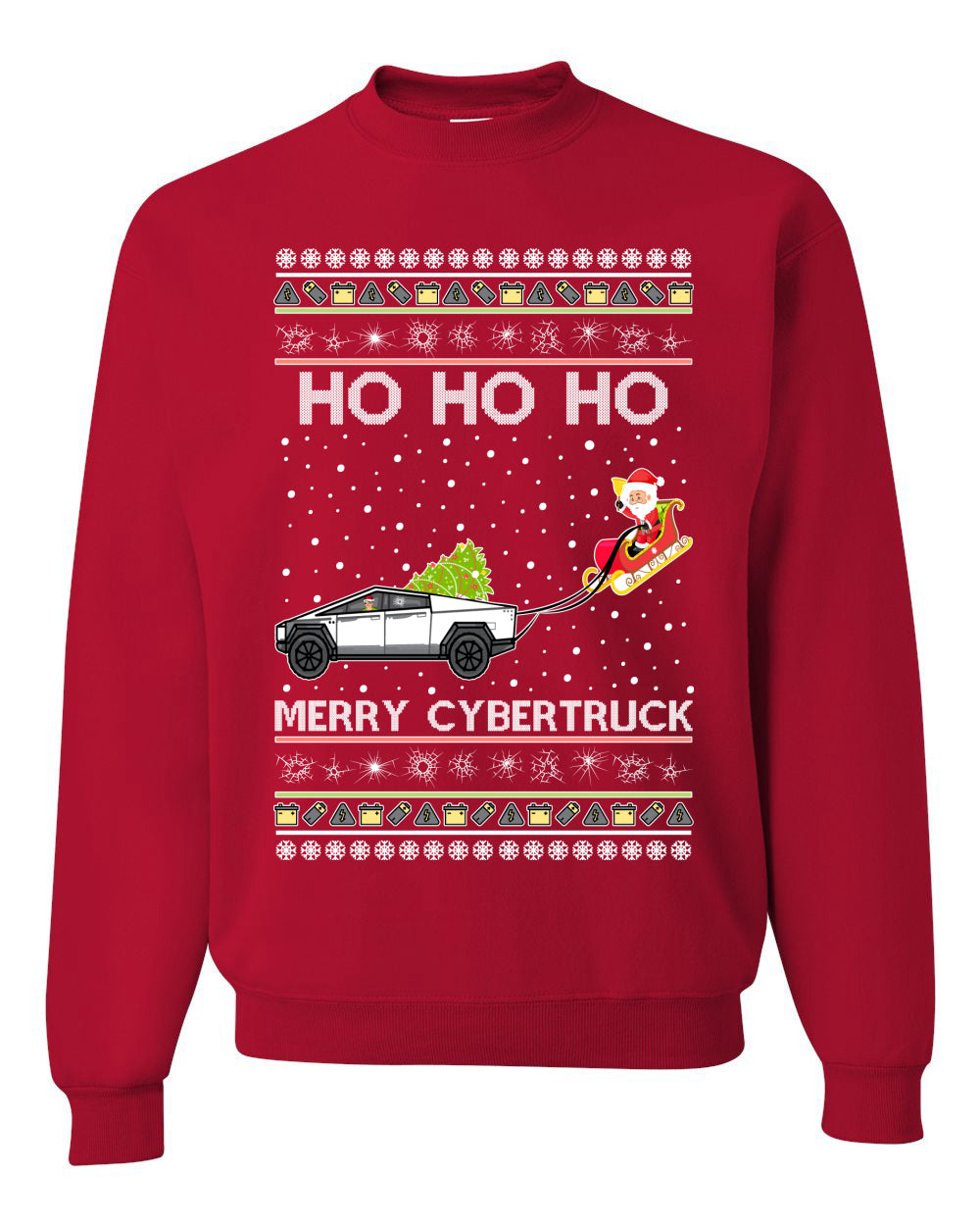 Ho Ho Ho Merry Cybertruck Funny Meme Merry Ugly Christmas Sweater Unisex Crewneck Graphic Sweatshirt