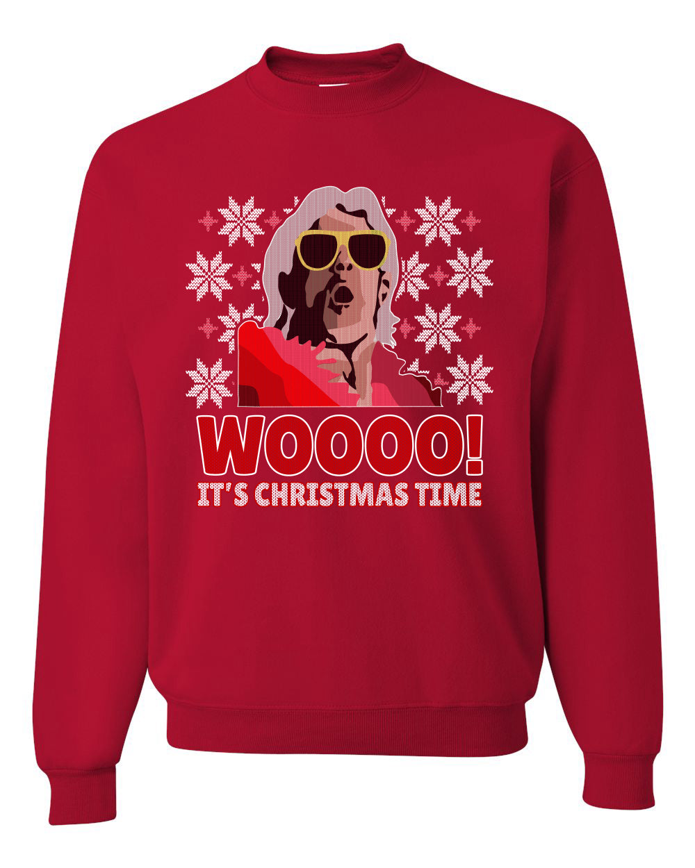 Woooo! It's Christmas Time Ugly Christmas Sweater Unisex Crewneck Sweatshirt