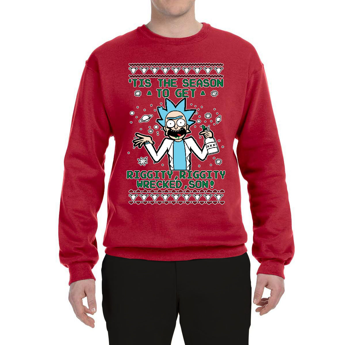 Tis The Season To Get Riggity, Riggity Wrecked, Son! Anime Ugly Christmas Sweater Unisex Crewneck Graphic Sweatshirt