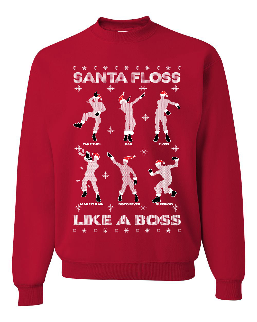 Santa Floss Like a Boss Dance Moves Merry Ugly Christmas Sweater Unisex Crewneck Graphic Sweatshirt
