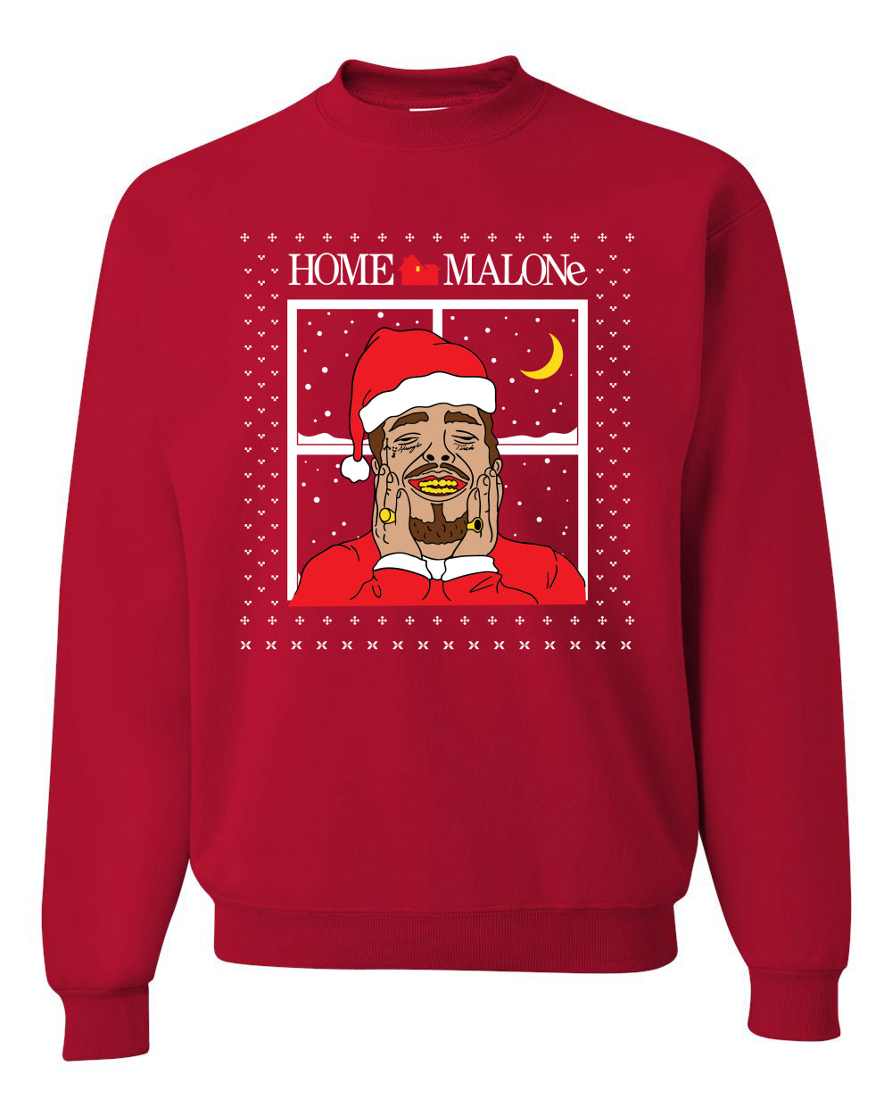Home Malone White Ugly Christmas Sweater Unisex Crewneck Sweatshirt