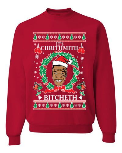 It's Chrithmith Bitcheth Lisp Merry Ugly Christmas Sweater Unisex Crewneck Graphic Sweatshirt