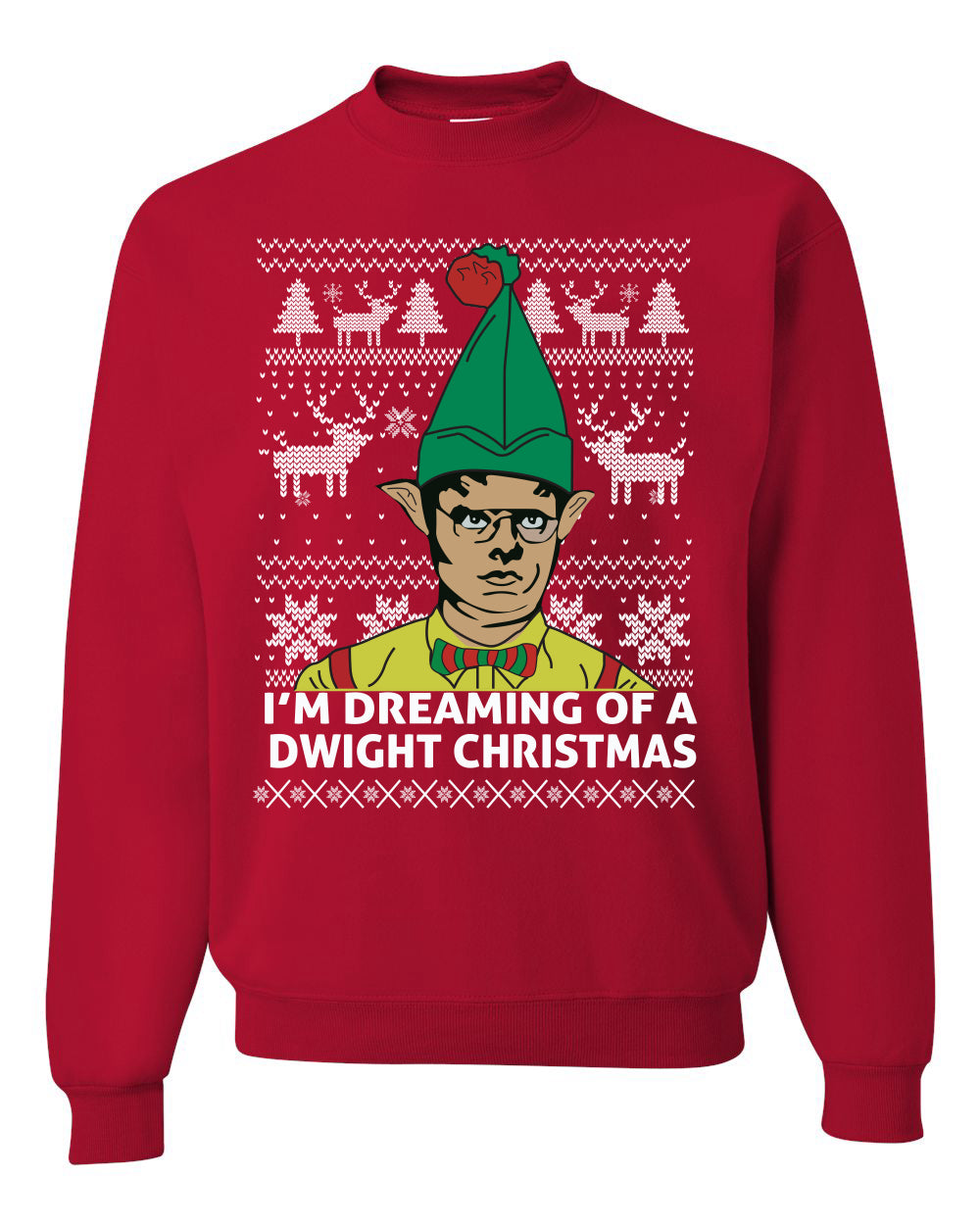I'm Dreaming of a Dwight Christmas The Office Schrute Funny Ugly Christmas Sweater Unisex Crewneck Graphic Sweatshirt