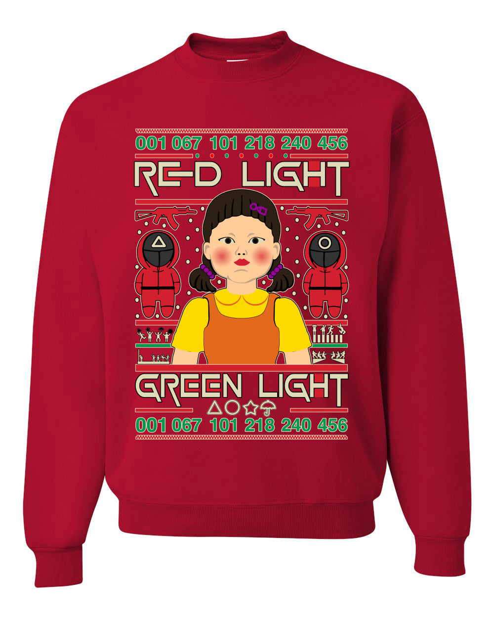 Red Light Squid Game Xmas Ugly Christmas Sweater Unisex Crewneck Sweatshirt