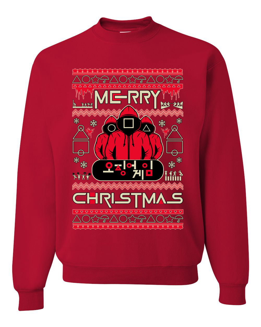 Merry Christmas Squid Games Ugly Christmas Sweater Unisex Crewneck Sweatshirt