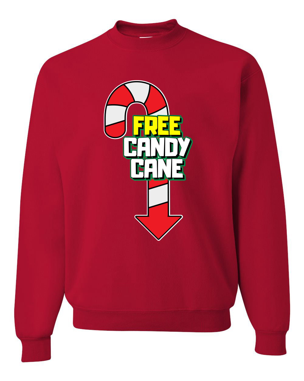 Free Candy Cane  Christmas Unisex Crewneck Graphic Sweatshirt