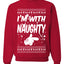I'm With Naughty Individual Couples Ugly Christmas Sweater Unisex Crewneck Graphic Sweatshirt