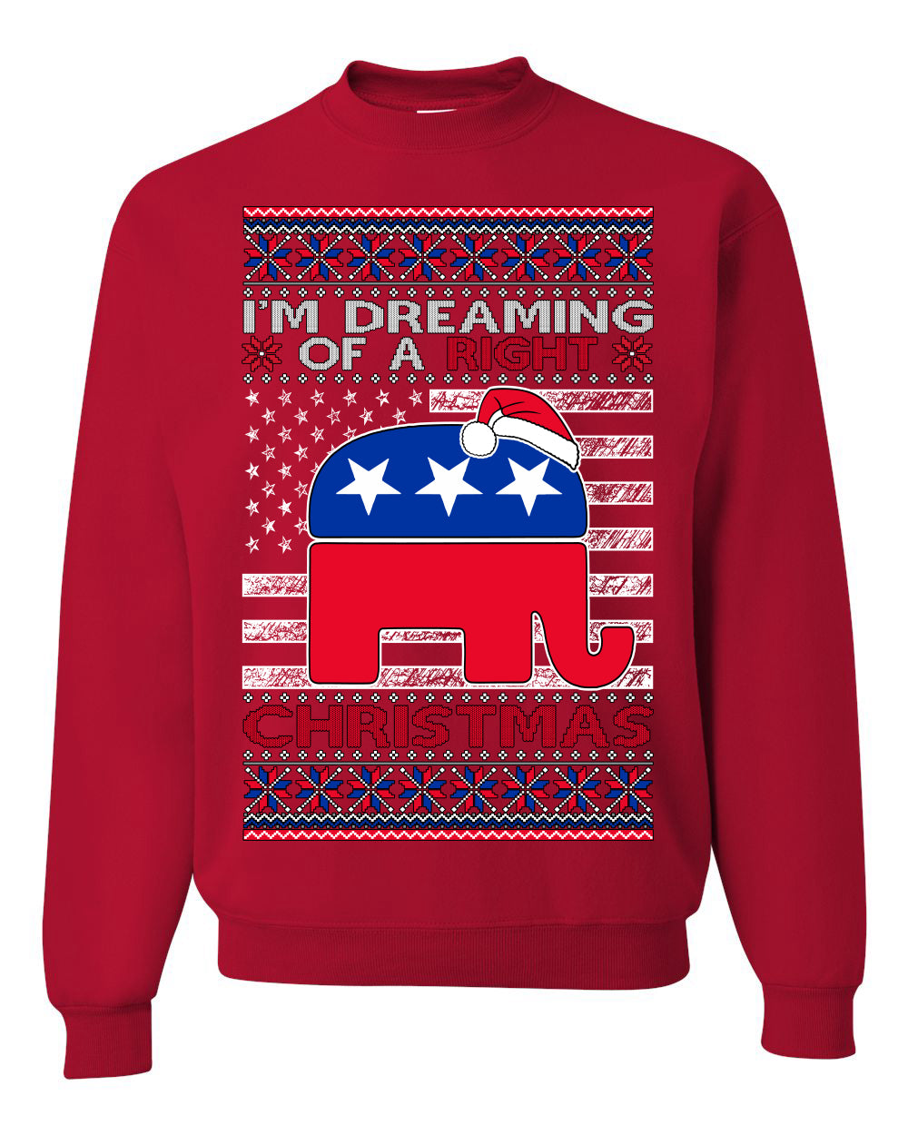 I'm Dreaming Of A Right Christmas Republican GOP  Ugly Christmas Sweater Unisex Crewneck Sweatshirt