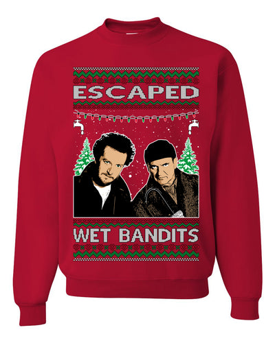 Escaped Bandits Classic Home Holiday Movie Ugly Christmas Sweater Unisex Crewneck Sweatshirt