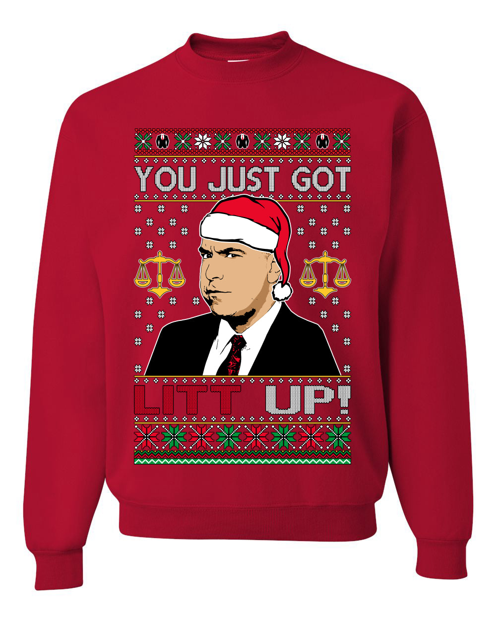 Just Got Litt Up Louis Tv Show Parody Ugly Christmas Sweater Unisex Crewneck Sweatshirt