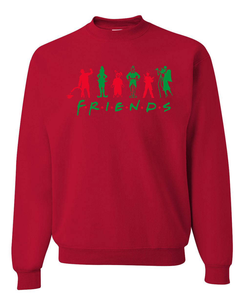 Iconic Holiday Movie Characters Friends Parody Red Green Ugly Christmas Sweater Unisex Crewneck Sweatshirt