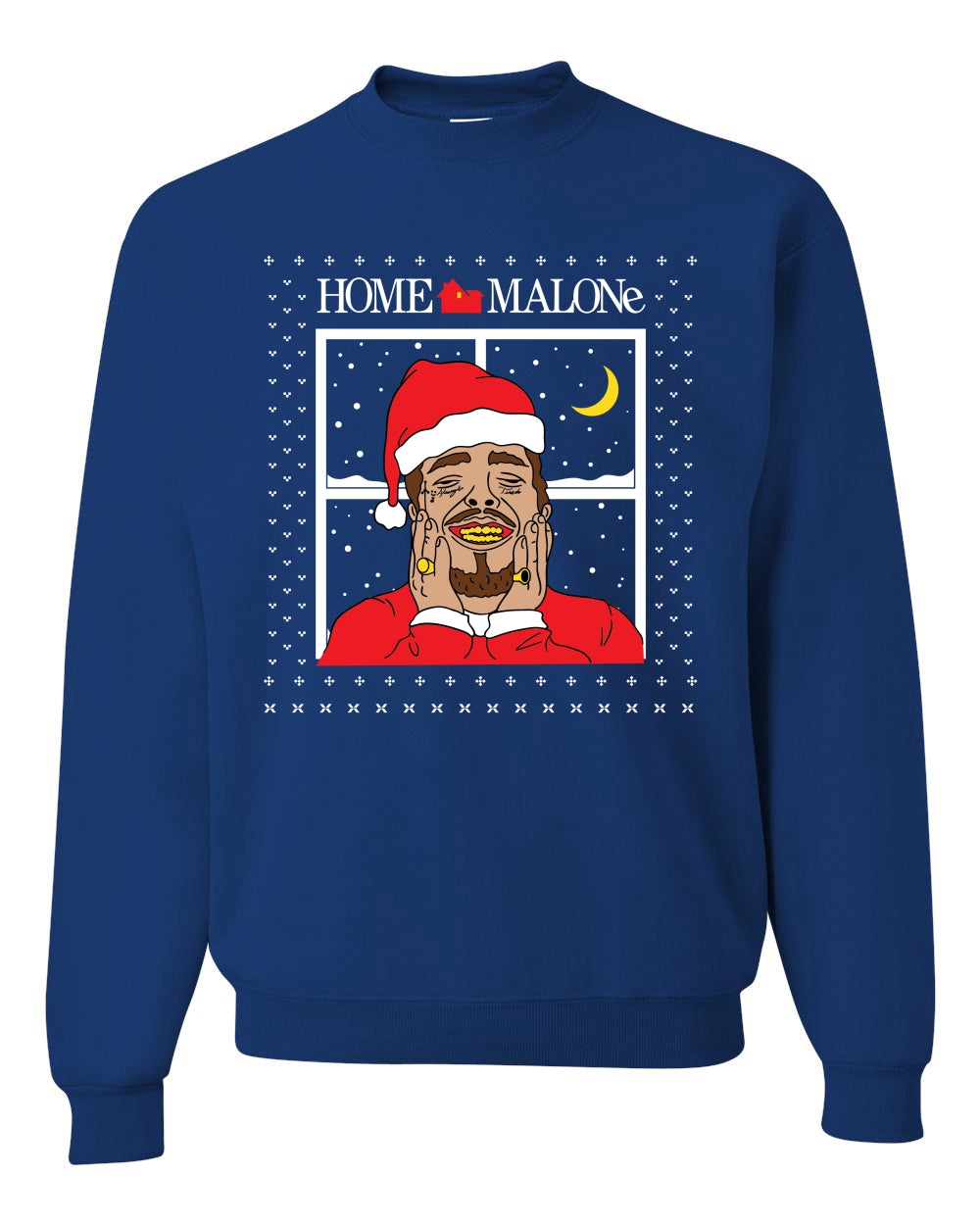 Home Malone White Ugly Christmas Sweater Unisex Crewneck Sweatshirt