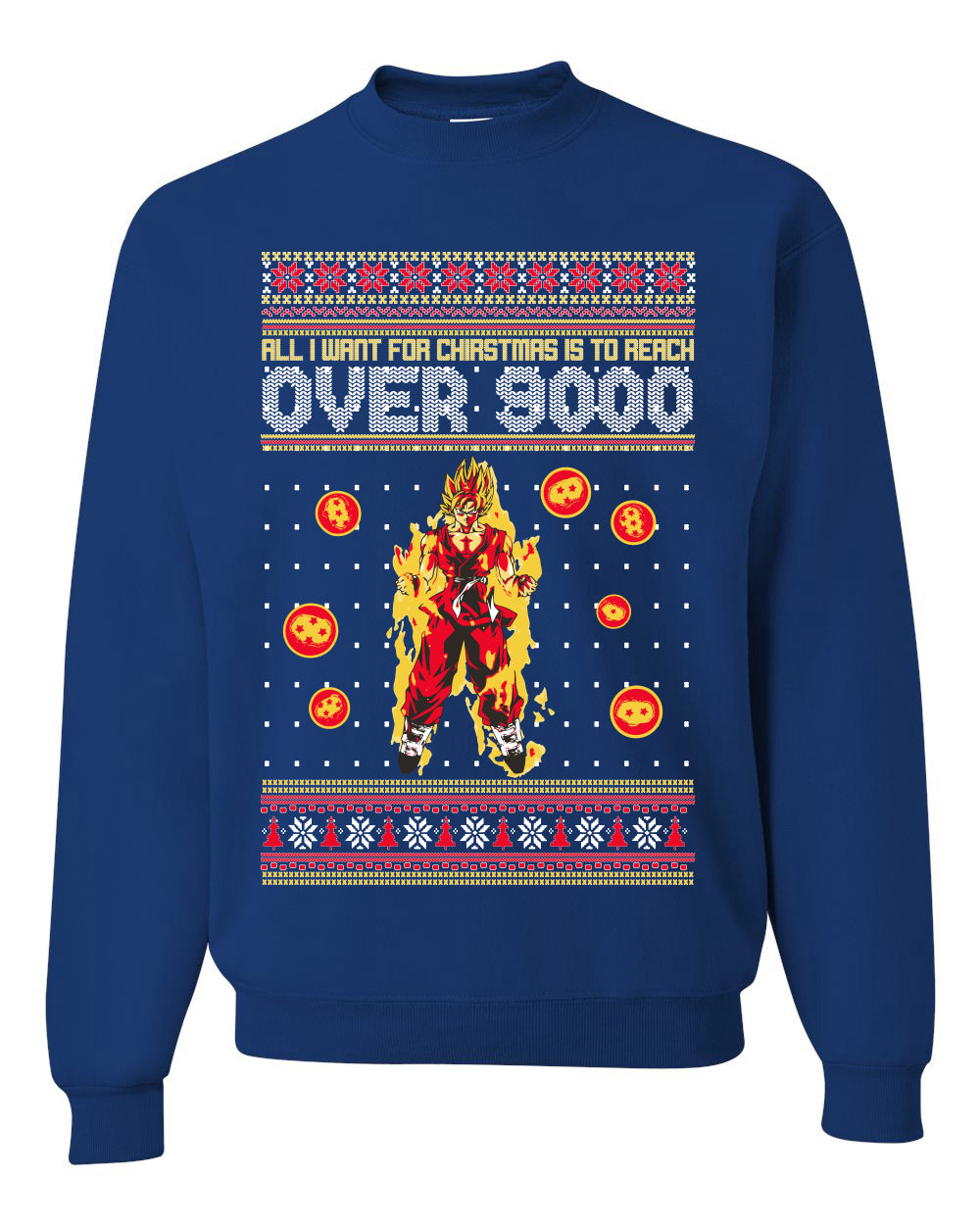 DBZ Anime Cartoon Fan Reach Over 9,000 Ugly Christmas Sweater Unisex Crewneck Sweatshirt