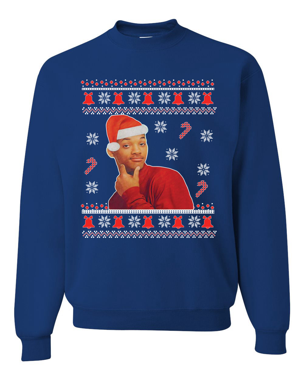 Will Smith Fresh Prince Of Bel Air  Christmas Xmas Candy Cane Ugly Christmas Sweater Unisex Crewneck Sweatshirt