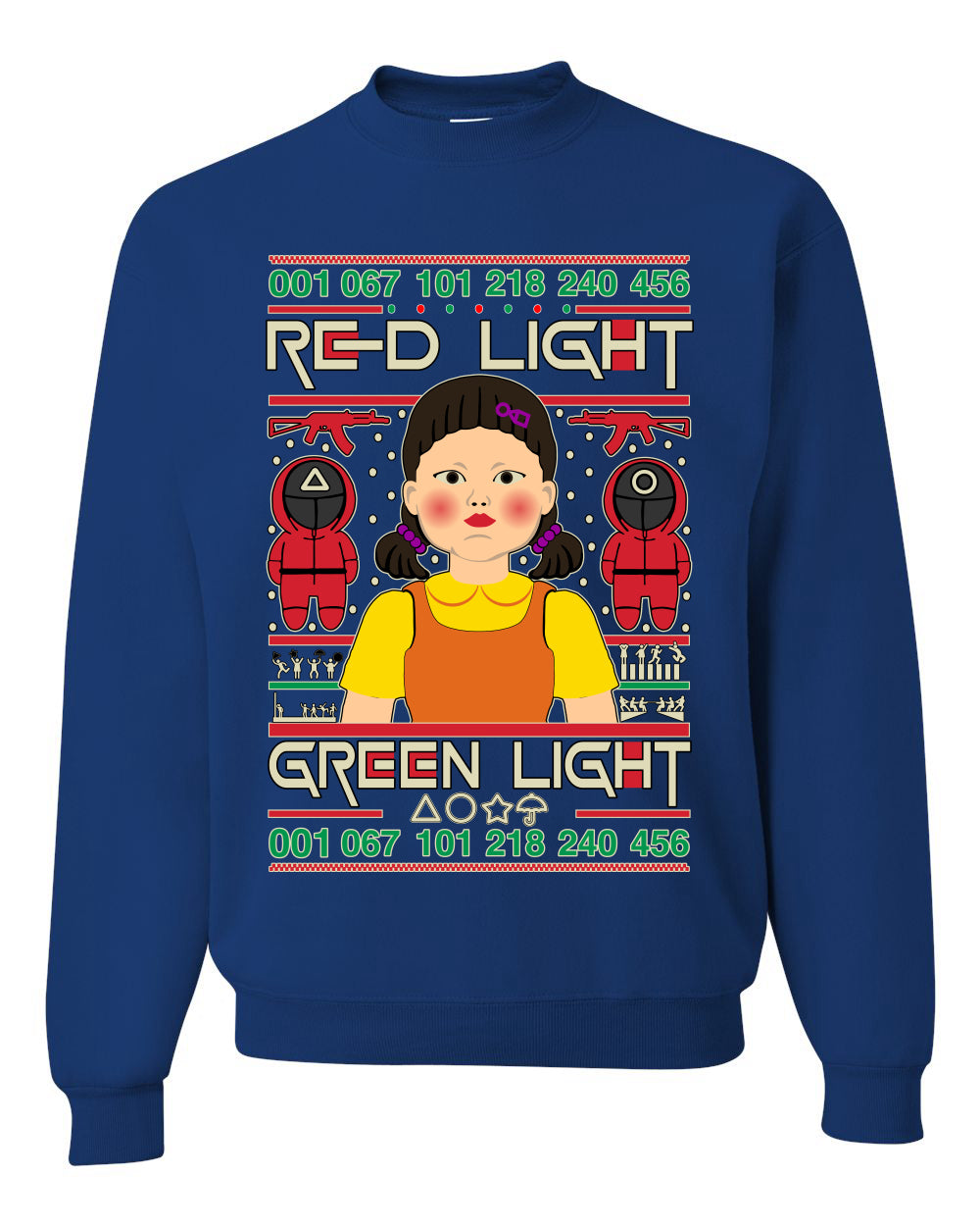 Red Light Squid Game Xmas Ugly Christmas Sweater Unisex Crewneck Sweatshirt