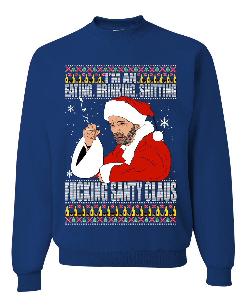 Bad Santa Fucking Santy Claus  Merry Ugly Christmas Sweater Unisex Crewneck Graphic Sweatshirt