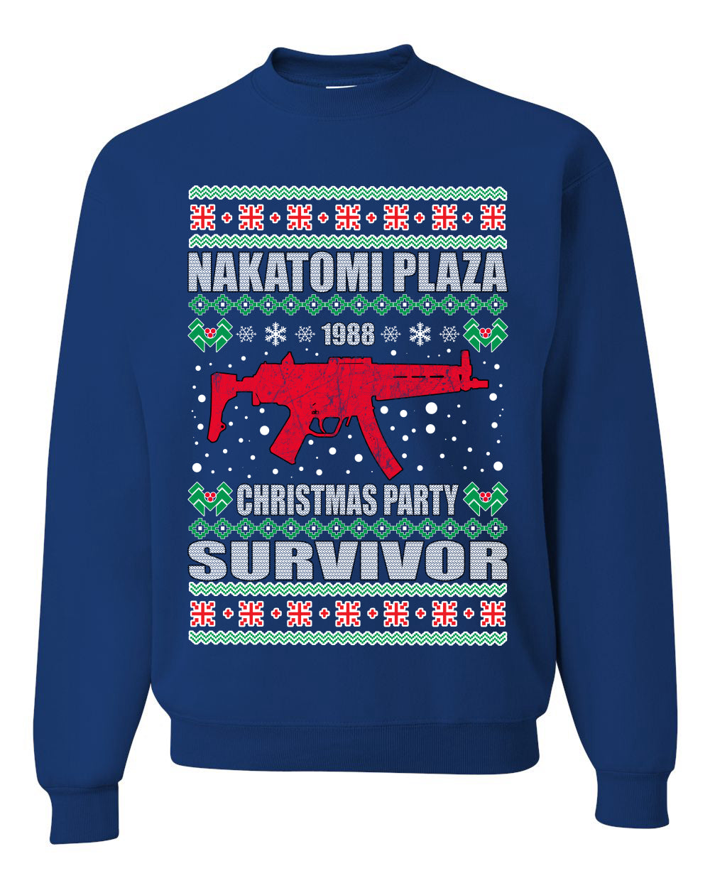 Nakatomi Plaza Christmas Party Survivor Merry Ugly Christmas Sweater Unisex Crewneck Graphic Sweatshirt