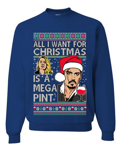 Johnny Depp Amber Heard All I Want For Christmas is a Mega Pint GRly Christmas Sweater