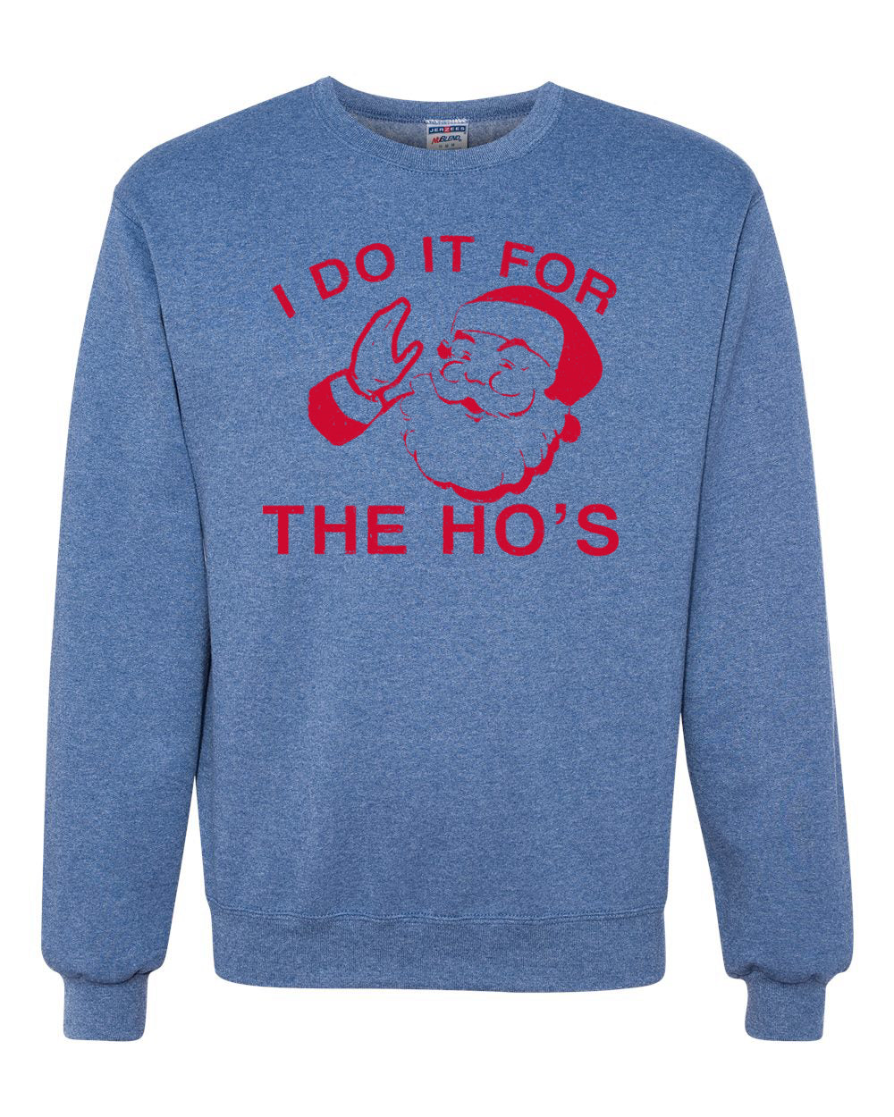 Red Santa I Do it for the Hos Merry Christmas Unisex Crewneck Graphic Sweatshirt