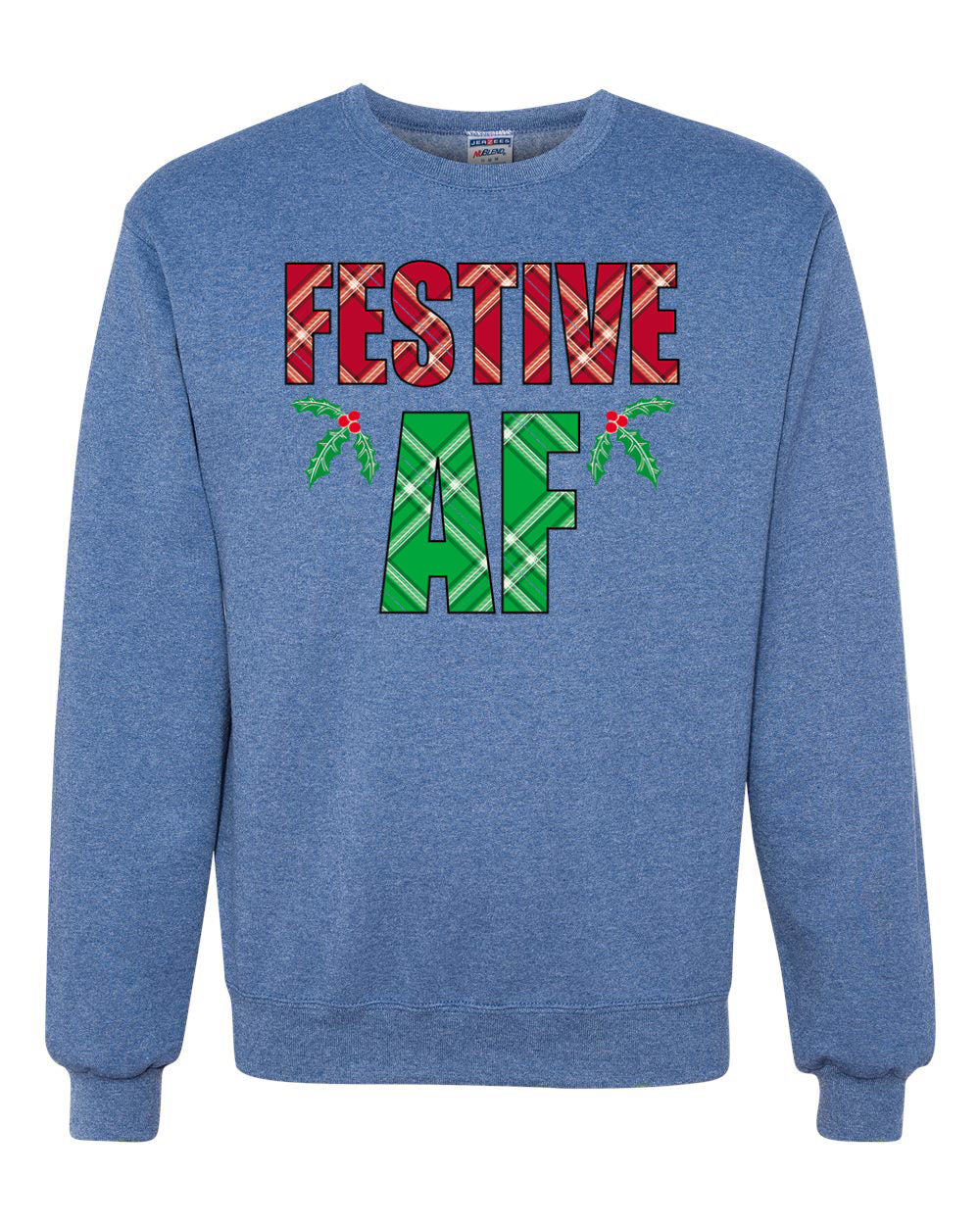 Festive AF Merry Christmas Unisex Crewneck Graphic Sweatshirt