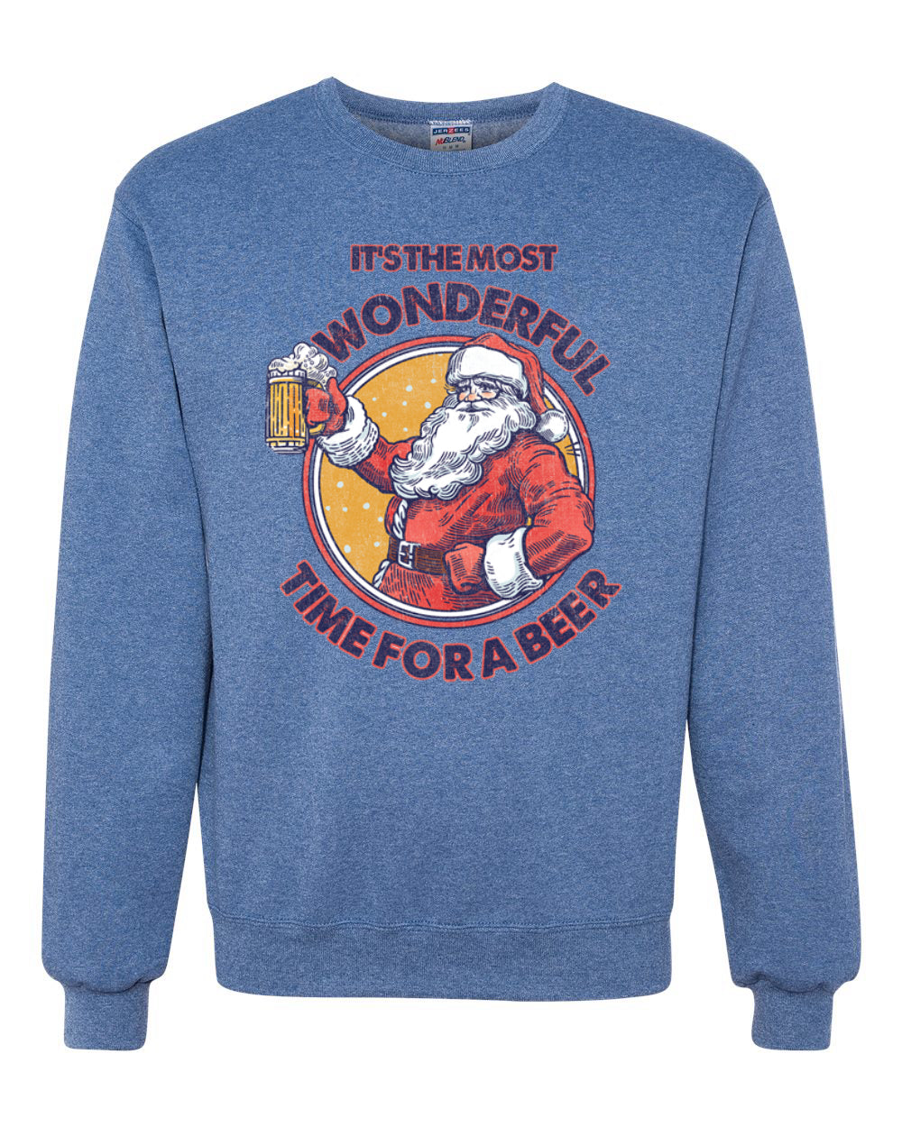 Santa Its the Most Wonderful Time for a Beer Merry Christmas Unisex Crewneck Graphic Sweatshirt