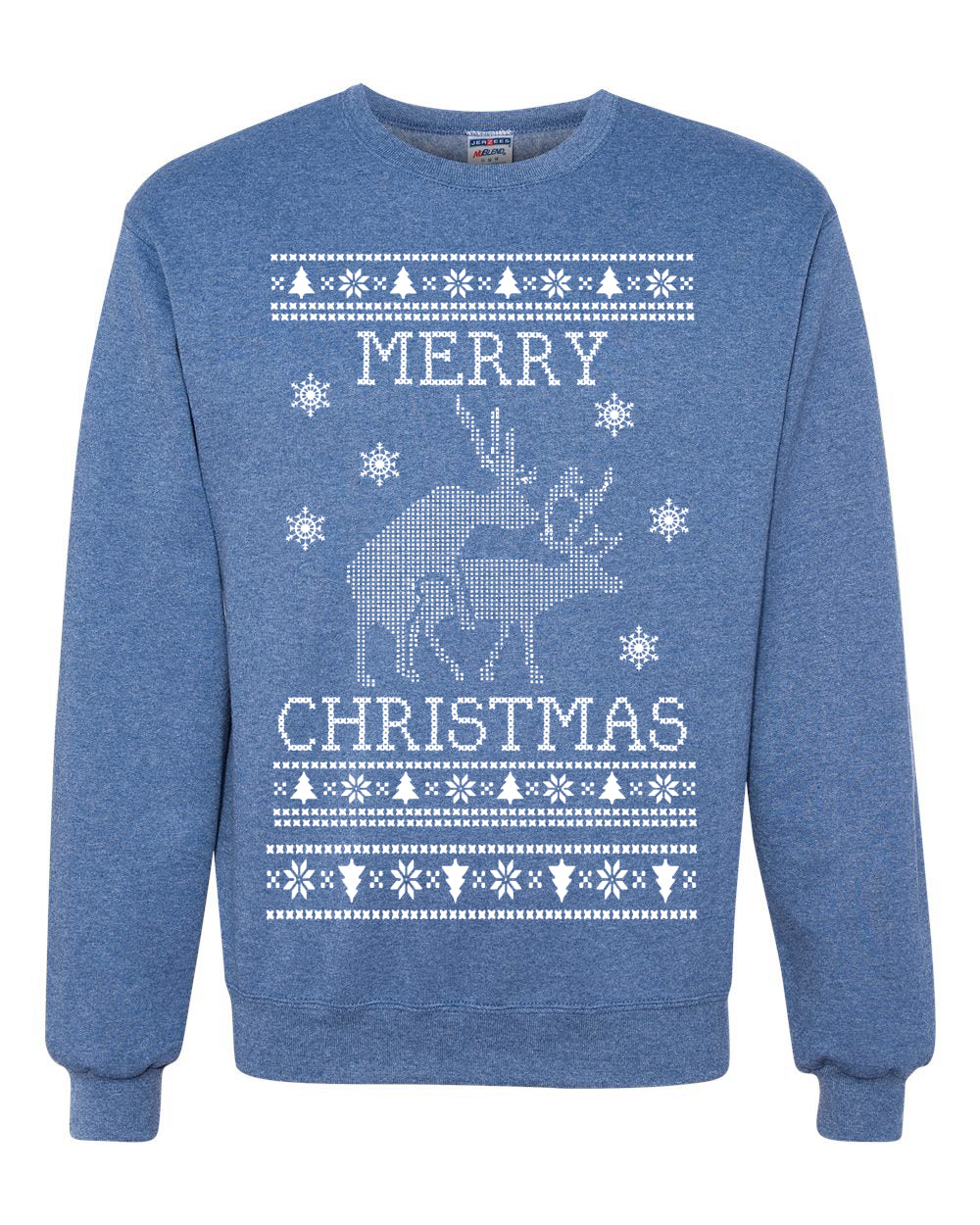 Merry Christmas Reindeer Humping Merry Ugly Christmas Sweater Unisex Crewneck Graphic Sweatshirt