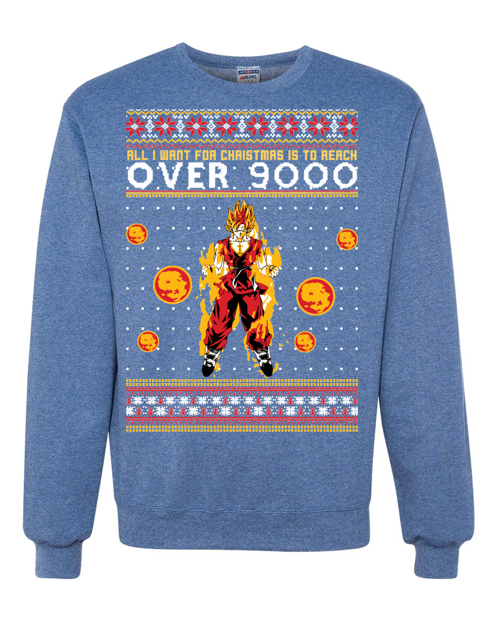 All I Want For Christmas Is To Reach Over 9000 Ugly Christmas Sweater Unisex Crewneck Graphic Sweatshirt